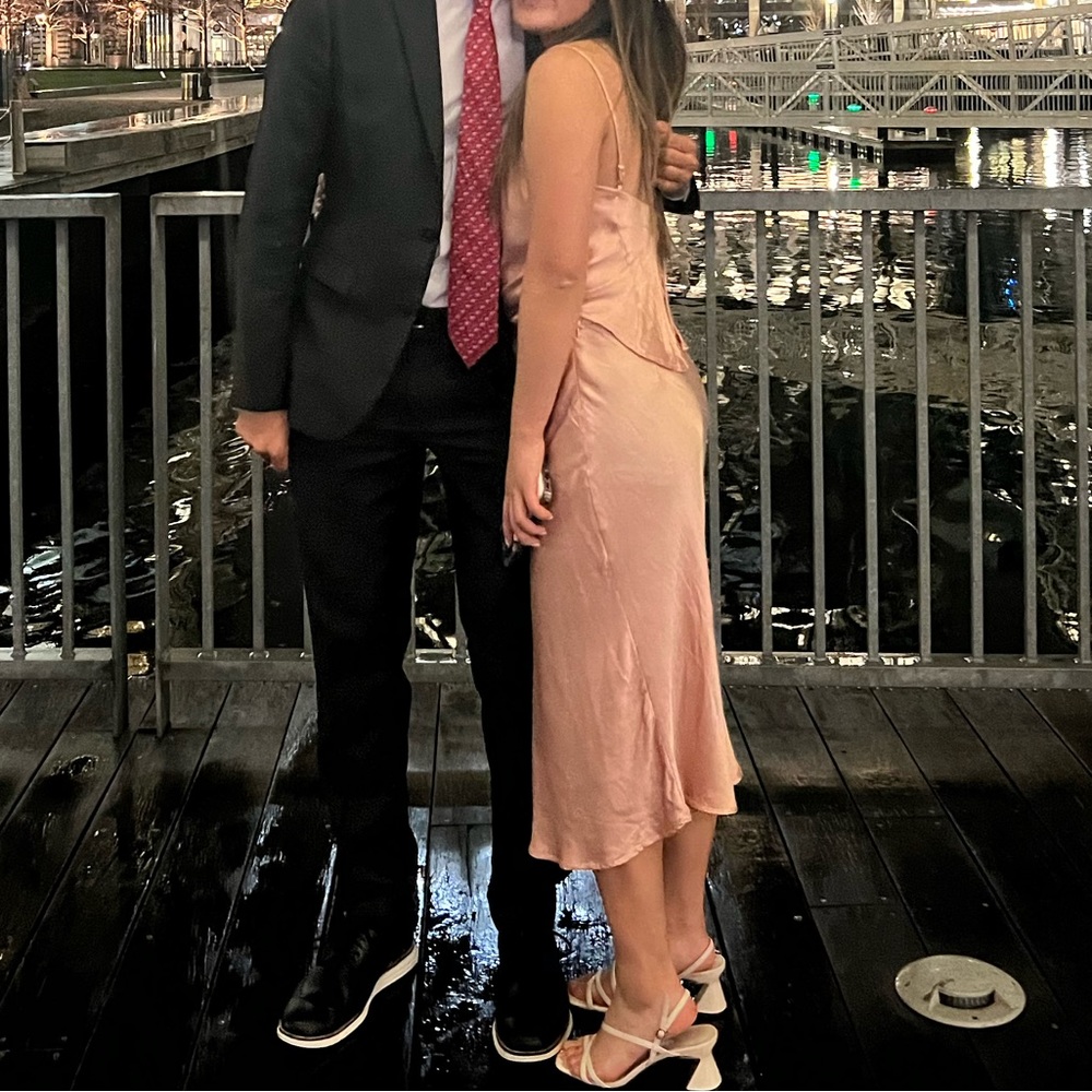 Princess Polly Satin Pink Midi Dress Cowl Neck Size 2 (fits size 4 too)